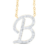 1/5CTW-DIA CN INITIAL "B" FASHION BAGUETTE NECKLACE (18 INCH)